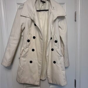 BCX Classic White Double-Breasted Pea Coat